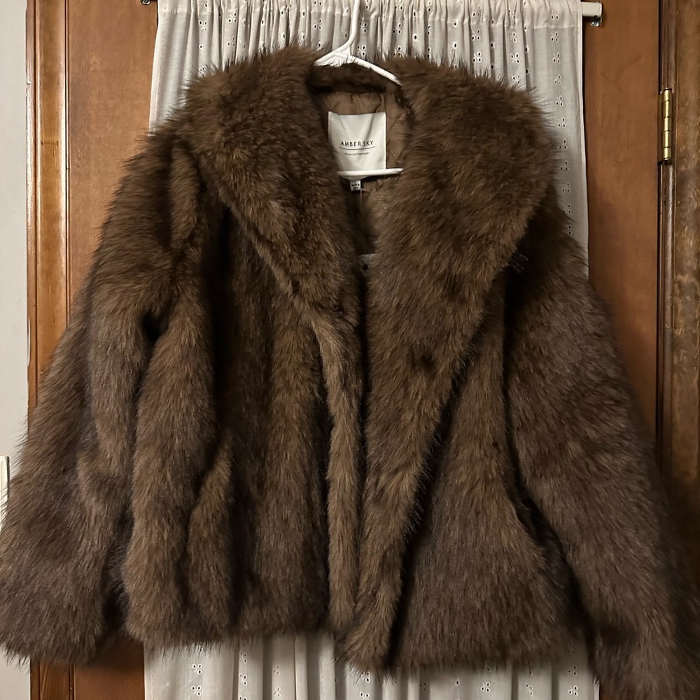Women's Brown Faux Fur Coat